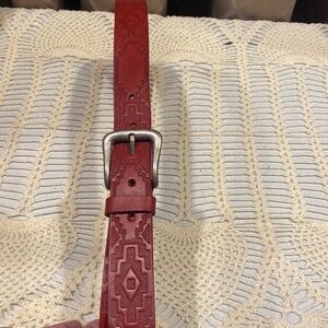 Milor Red Patterned Belt with Silver Buckle